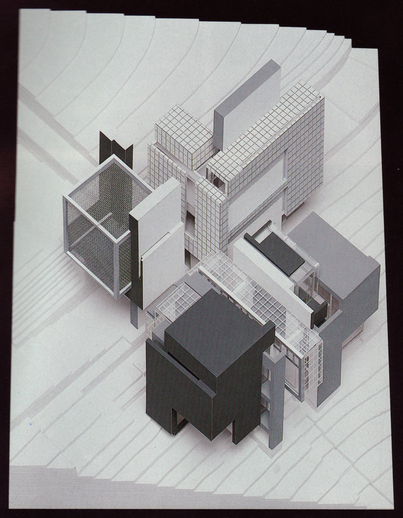 Abb. 2: Peter Eisenman: Axonometrisches Modell für House X, 1978, Modellbauer: Sam Anderson. In: Peter Eisenman: House X, New York 1982, S. 163.